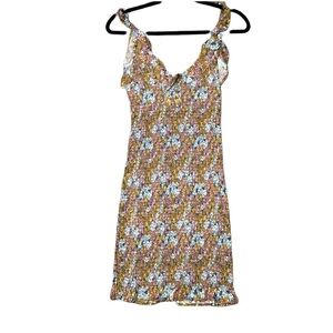 FLORAL RUFFLED STRETCH MINI DRESS